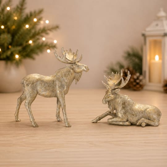 Winter Moose Figurine Set